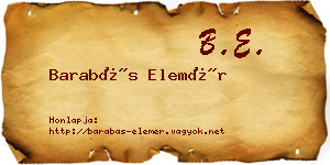 Barabás Elemér névjegykártya
